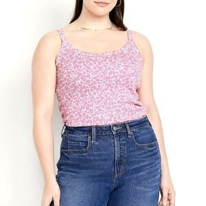 XL • Old Navy • Danity Pink Floral Fitted Rib-Knit Tank Top